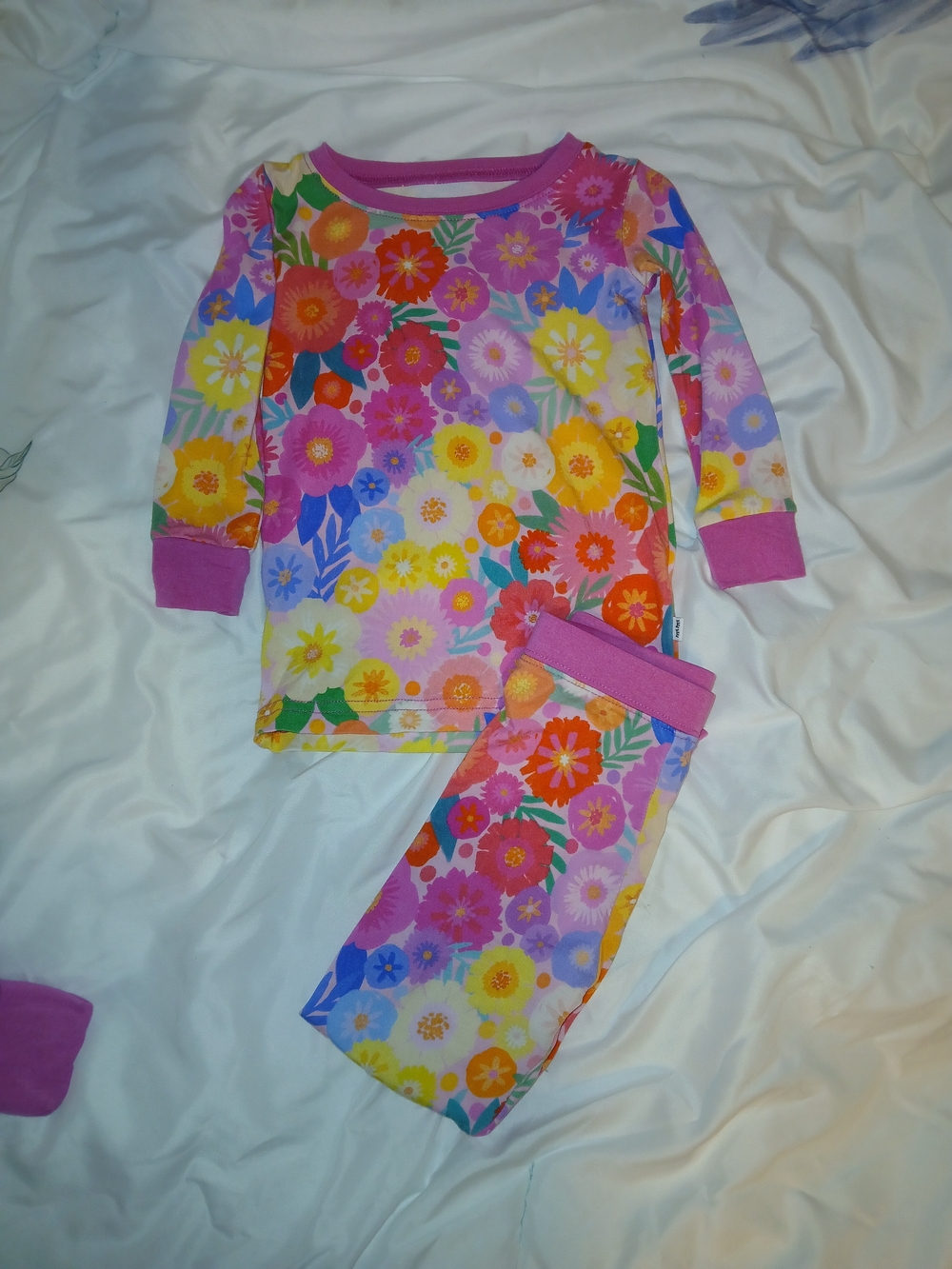 Girls Floral Pink Long-Sleeve Pajama Set